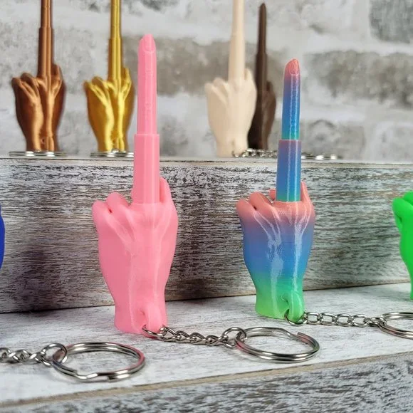 Collapsing Middle Finger Keychain | Fun Fidget Toy | Gag Gift | 3D Printed - Picture 7 of 7